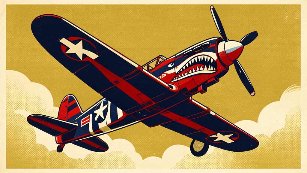 P-40 Warhawk poster illustration in flight